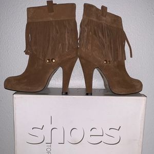 TopShop Suede Fringe Ankle Boots